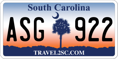 SC license plate ASG922