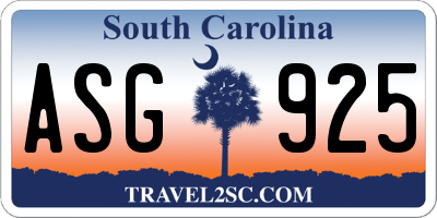 SC license plate ASG925