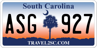 SC license plate ASG927