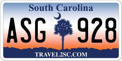 SC license plate ASG928