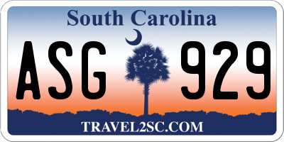 SC license plate ASG929