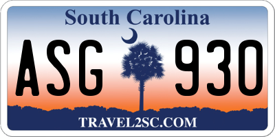 SC license plate ASG930