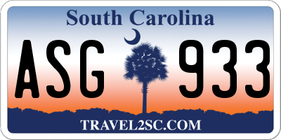 SC license plate ASG933