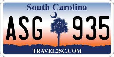 SC license plate ASG935