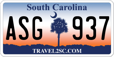 SC license plate ASG937