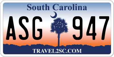 SC license plate ASG947