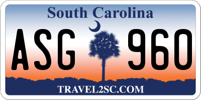 SC license plate ASG960