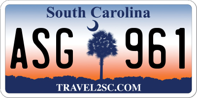 SC license plate ASG961