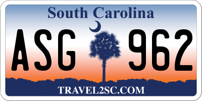 SC license plate ASG962