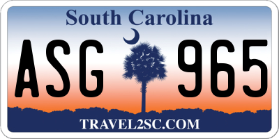 SC license plate ASG965