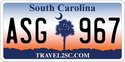 SC license plate ASG967