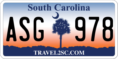 SC license plate ASG978