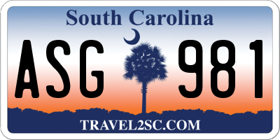 SC license plate ASG981