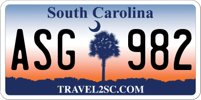 SC license plate ASG982