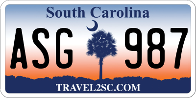 SC license plate ASG987