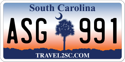 SC license plate ASG991