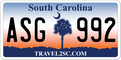 SC license plate ASG992