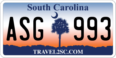 SC license plate ASG993