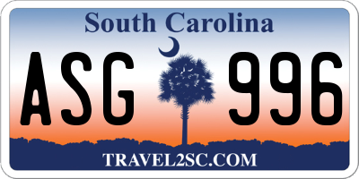 SC license plate ASG996