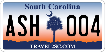 SC license plate ASH004