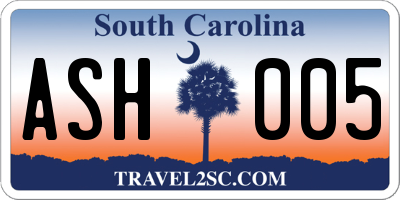 SC license plate ASH005