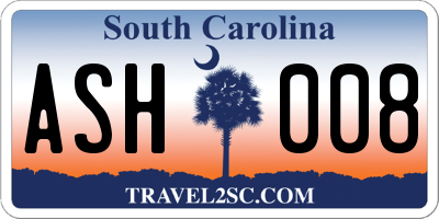SC license plate ASH008