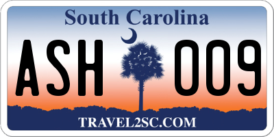 SC license plate ASH009