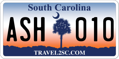 SC license plate ASH010