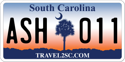 SC license plate ASH011
