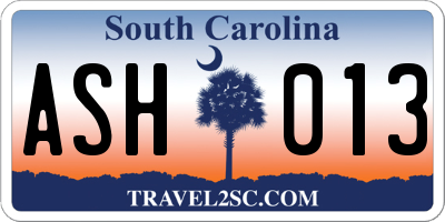 SC license plate ASH013