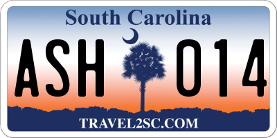 SC license plate ASH014