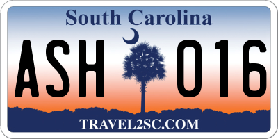 SC license plate ASH016