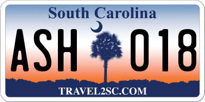 SC license plate ASH018