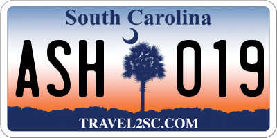 SC license plate ASH019
