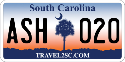 SC license plate ASH020