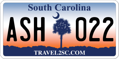 SC license plate ASH022