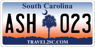 SC license plate ASH023