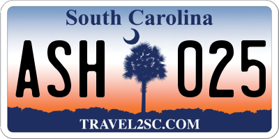 SC license plate ASH025