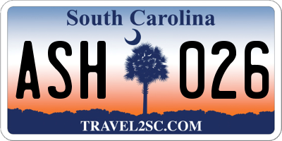 SC license plate ASH026