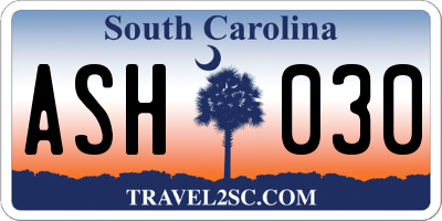 SC license plate ASH030