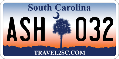 SC license plate ASH032