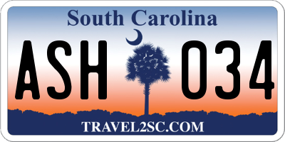 SC license plate ASH034