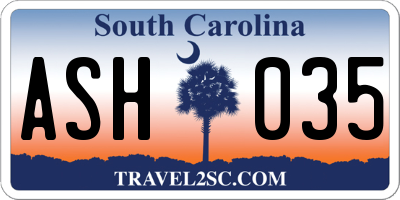 SC license plate ASH035
