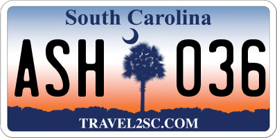 SC license plate ASH036