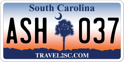 SC license plate ASH037