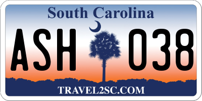 SC license plate ASH038