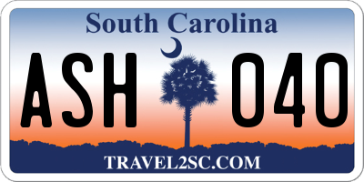 SC license plate ASH040