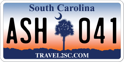 SC license plate ASH041