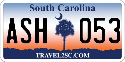 SC license plate ASH053
