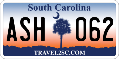 SC license plate ASH062